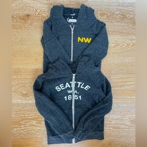 Sweet Pea Kids Charcoal Hoodie w/ Yellow NE Logo AND Seattle hoodie sweatshirt